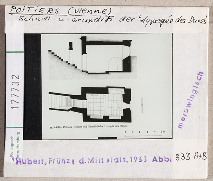 Vorschaubild Poitiers: Hypogée des Dunes. Hypogäum, Grundriss und Schnitt 